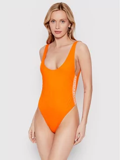 Stroje kąpielowe - Stella McCartney Strój kąpielowy Sporty Logo S7BG61570.84012 Pomarańczowy - grafika 1