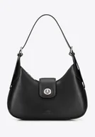 Torebki damskie - Skórzana torebka na ramię z odpinanym paskiem czarna - miniaturka - grafika 1