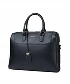 Torby na laptopy - PUCCINI Torba Na Laptopa Damska Czarna z Ozdobnym Brelokiem BAXP00261-1 - miniaturka - grafika 1