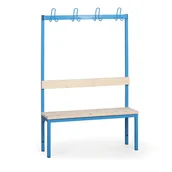 Meble do szkół i przedszkoli - B2B Partner Ławka szatniowa z wieszakiem, siedzisko - listwy, długość 1000 mm, niebieska 179314 - miniaturka - grafika 1