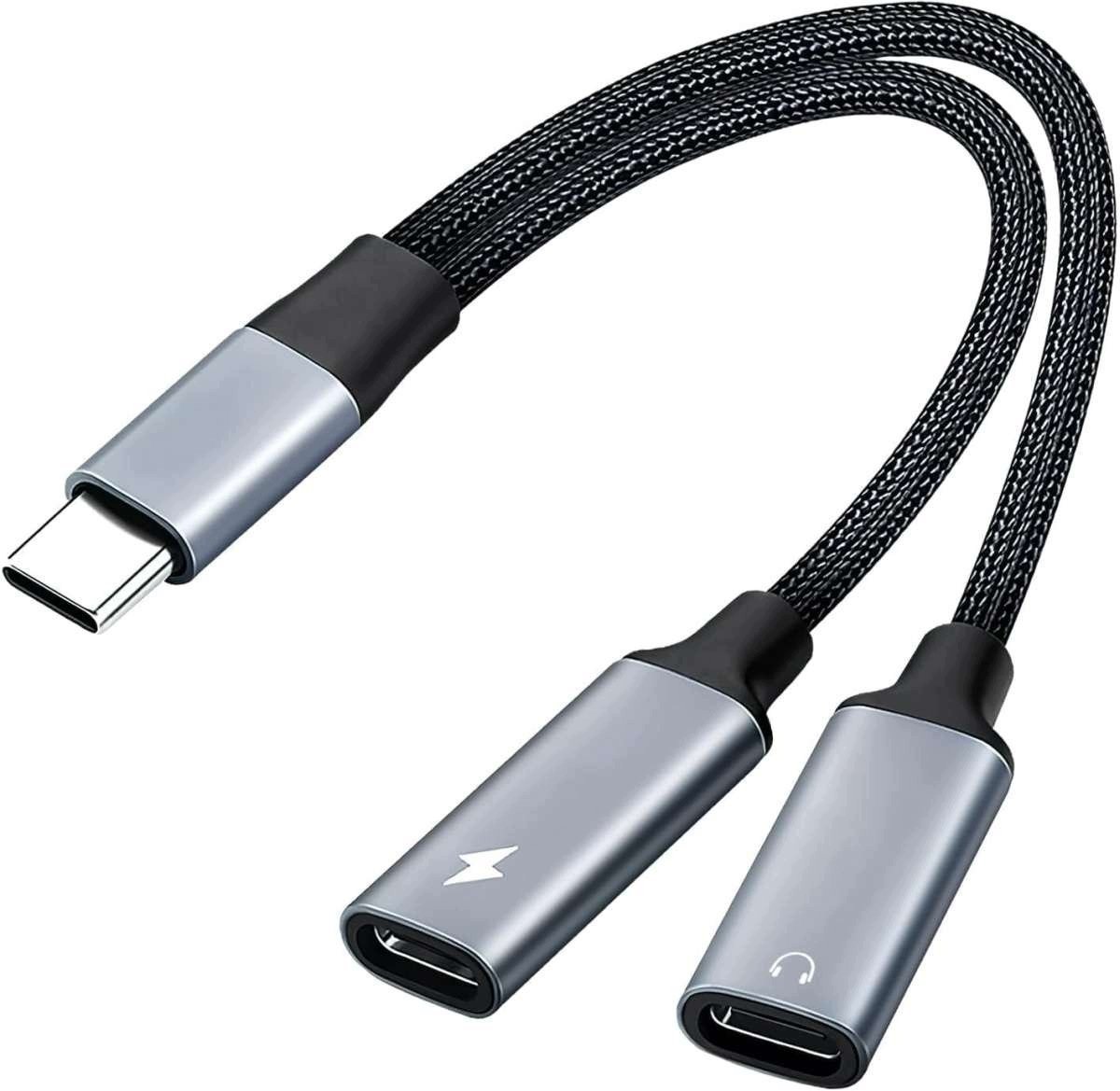 Adapter USB PremiumCord USB-C redukce 2-in-1 pro audio słuchawki i jednoczesne ładowanie 12,5cm ku31zvuk06