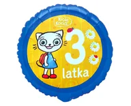 Długopisy - BALON FOLIOWY KICIA KOCIA 3 LATKA 18" GODAN - miniaturka - grafika 1