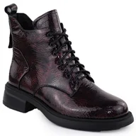 Botki damskie - Skórzan botki damskie lakierowane bordowe D&A S.Barski Premium Collection LZ52-954 - miniaturka - grafika 1