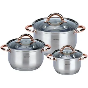 Garnki stalowe 6 ele. KINGHOFF Rosegold KH-1761 - Zestawy garnków i patelni - miniaturka - grafika 1