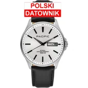 Zegarki męskie - Pacific SMA-1075D-01 elegancki męski zegarek z polskim datownikiem i wodoszczelnością 100M - miniaturka - grafika 1