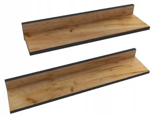 zestaw 2 półka dąb loft listwa, czarne wykończenie - Półki do salonu - miniaturka - grafika 1