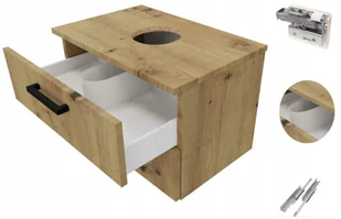 Szafka łazienkowa wisząca pod umywalkę z otworem 60cm 2szuflady dąb artisan - Szafki łazienkowe Szafka łazienkowa wisząca pod umywalkę z otworem 60cm 2szuflady dąb artisan - Szafki łazienkowe - miniaturka - grafika 1