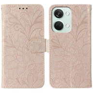 Portfele - Do OnePlus Nord 3 5G Etui Koronkowe kwiaty PU Skórzany portfel z klapką Pokrowiec na telefon Wielobarwny Rose Gold - miniaturka - grafika 1