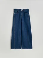 Spodnie damskie - Reserved - Jeansy wide leg z przeszyciami - granatowy - miniaturka - grafika 1