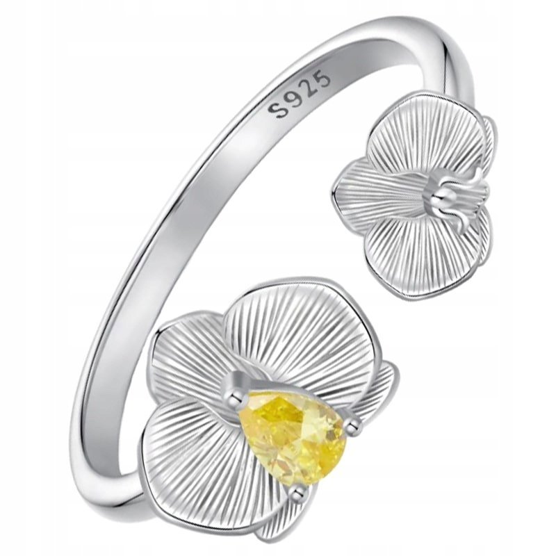 Pierścionek Srebrny Pierścionek Regulowany Orchidea Srebro 925 Trusky