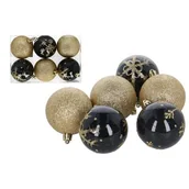 Bombki - Bombki plastikowe 6 cm złoty / czarny 6 sztuk - miniaturka - grafika 1