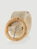 Paski - Beżowy pasek z okrągłą klamrą - miniaturka - grafika 1