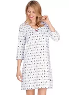 Piżamy damskie - Trigema Damska koszula nocna z rękawami 3/4 z motywem kota, biały, S - miniaturka - grafika 1