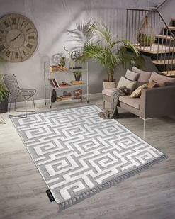 Dywan MAROC P655 Labirynt, grecki / biały Frędzle berberyjski marokański shaggy szary 180x270 cm - Dywany Dywan MAROC P655 Labirynt, grecki / biały Frędzle berberyjski marokański shaggy szary 180x270 cm - Dywany - miniaturka - grafika 1