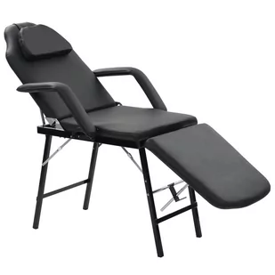 vidaXL Przenośny fotel kosmetyczny, ekoskóra, 185 x 78 x 76 cm, czarny vidaXL - Stoły i łóżka do masażu - miniaturka - grafika 1