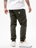 Spodnie męskie - Spodnie Materiałowe Jogger Męskie Military Green Jigga Wear Crown L - miniaturka - grafika 1
