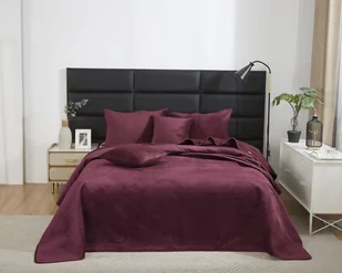 Bordowa Narzuta Pikowana Velvet na Łóżko 240x260 MAYA - Narzuty - miniaturka - grafika 1