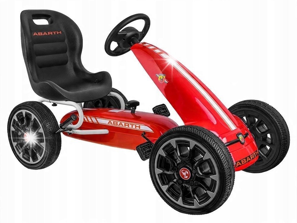 Licencjonowany GOKART ABARTH na pedały dla dzieci 30kg Miekkie koła PA0167