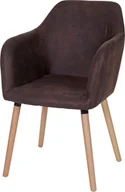 Krzesła - Krzesło do jadalni Malmö T381, krzesło kuchenne, retro 50s design ~ tekstylia, vintage ciemny brąz, jasne nogi - miniaturka - grafika 1