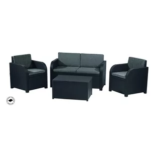 Ciemnoszary sztuczny rattanowy zestaw wypoczynkowy dla 4 osób Modena − Keter - Meble ogrodowe - miniaturka - grafika 1