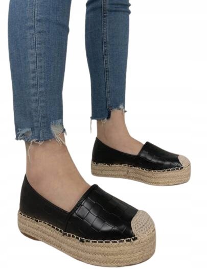 Damskie Czarne Espadryle Klasyczne 36 Łyd