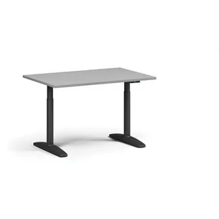 Stół z regulacją wysokości OBOL, elektryczny, 675-1325 mm, blat 1200x800 mm, podstawa czarna, szary - Biurka - miniaturka - grafika 1