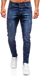 Granatowe spodnie jeansowe męskie regular fit Denley 6760 - Spodnie męskie - miniaturka - grafika 1