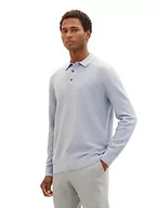 Koszulki męskie - TOM TAILOR Męska koszulka polo z dzianiny z bawełny, 12035-Grey Heather Melange, L - miniaturka - grafika 1