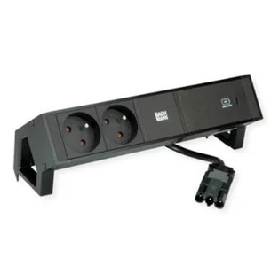 BACHMANN DESK2 2xUTE 1xUSB C 60W 0.2m GST18 RAL9005 - Gniazdka elektryczne - miniaturka - grafika 1