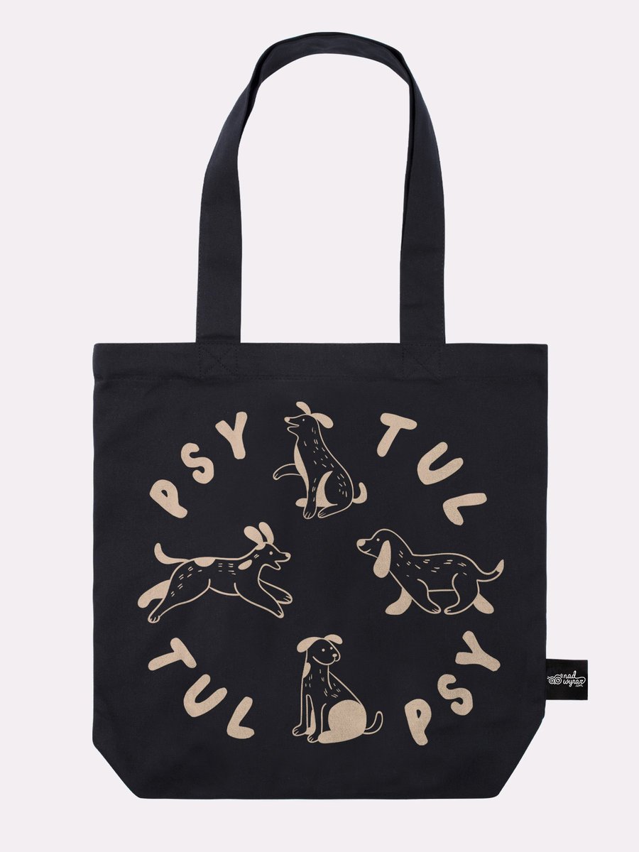 Torba PSYTUL bawełniana czarna na zakupy prezent dla psiarza