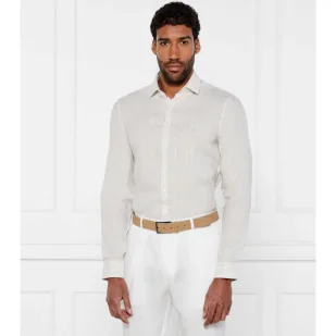 Calvin Klein Lniana koszula Slim Fit - Koszule męskie - miniaturka - grafika 1