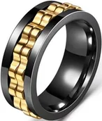 Pierścionki - Czarny Złoty Pierścionek Antystresowy Anxiety Ring Stal Chirurgiczna Stres - miniaturka - grafika 1
