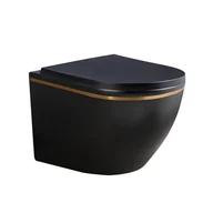 Miski WC - Czarna miska wc wisząca złoty rant Rimless 3.0 PEAK-MTB-GL-RIM-02 Hydrosan - miniaturka - grafika 1