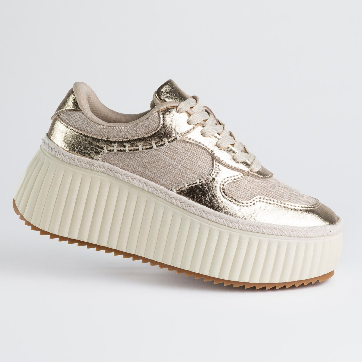 Sneakersy damskie na platformie GOODIN GD-HY10 skóra ryflowanie złoty 41