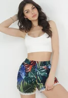 Spodenki damskie - Granatowe Szorty z Wiskozy z Koronkową Wstawką Zedia - miniaturka - grafika 1