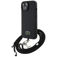 Etui i futerały do telefonów - Etui Lacoste Iconic Petit Pique Crossbody Cord do iPhone 15 czarny - miniaturka - grafika 1