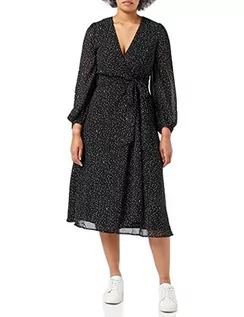 Sukienki - Tommy Hilfiger Damska sukienka Georgette Wrap Midi Dress Ls, Th Polka Dot/Black White, 34 - grafika 1