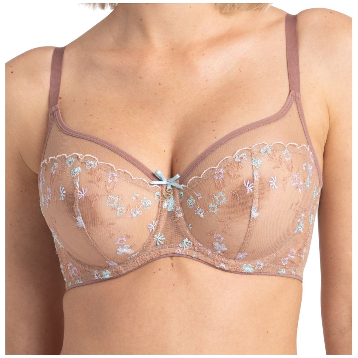 Biustonosz miękki haftowany stanik soft Samanta Margaret A143 cappucino 70H