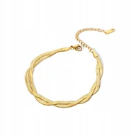 Bransoletki - Złota Damska Bransoletka Podwójna Żmijka Vintage Biżuteria STAL na Prezent - miniaturka - grafika 1