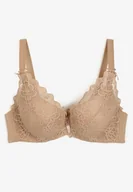 Biustonosze - Ciemnobeżowy Biustonosz z Koronką i Regulowanymi Ramiączkami Tinamalli - miniaturka - grafika 1