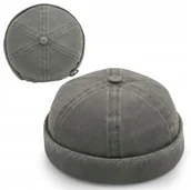 Czapki i chusty sportowe męskie - Czapka Dokerka Krótka Leon Szara Bez Daszka Pako - miniaturka - grafika 1