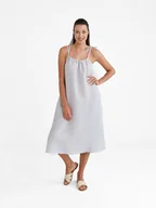 Sukienki - Lniana Sukienka FLORA MIDI light gray - miniaturka - grafika 1