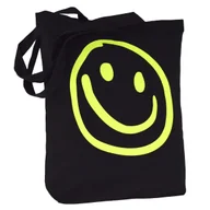 Torby i wózki na zakupy - TORBA bawełniana czarna 220g z nadrukiem UŚMIECHNIĘTA BUŹKA siatka zakupowa - miniaturka - grafika 1