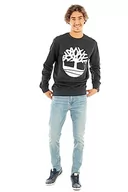 Bluzy męskie - Timberland Męska bluza Core Logo Crew Bb, czarna/biała, rozmiar S, czarny/biały, S - miniaturka - grafika 1