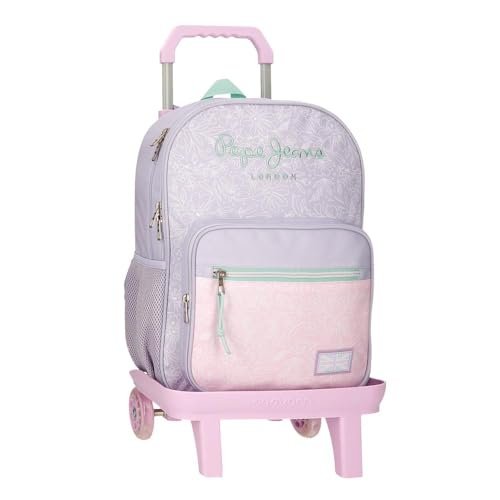 Pepe Jeans Renata Plecak szkolny z wózkiem fioletowy 30x40x12 cm Poliester 14,4L by Joumma Bags, Fioletowy, Talla única, plecak szkolny na kółkach