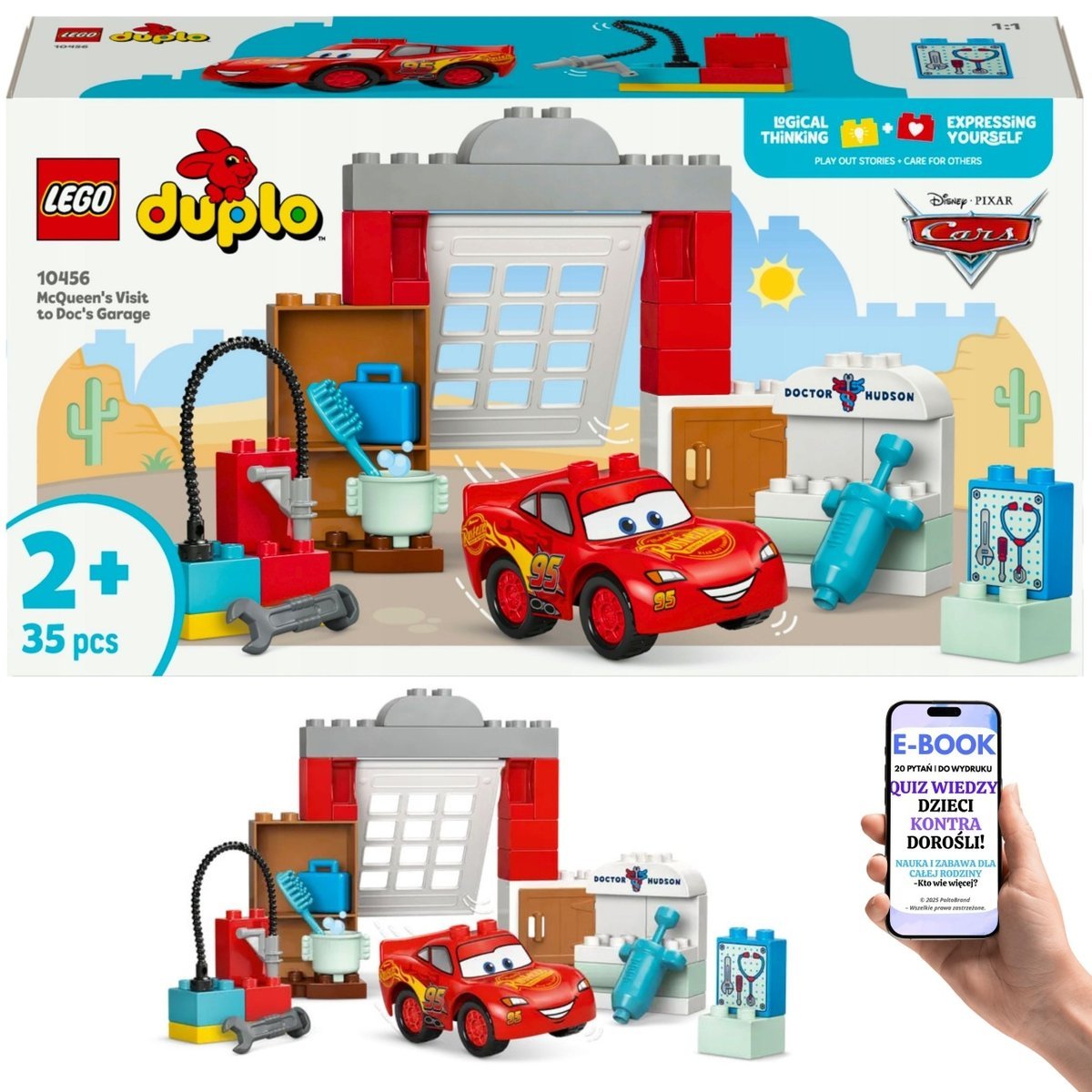 Zestaw LEGO® DUPLO® z Filmów Auta – Wizyta Zygzaka McQueena w Warsztacie – Dla Dzieci 2+ Myjnia, Klucz, Emocjonująca Zabawa + EBOOK-2