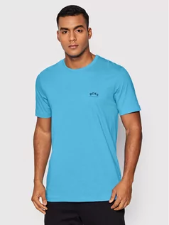 Koszulki męskie - Hugo Boss T-Shirt Tee Curved 50412363 Niebieski Regular Fit - grafika 1
