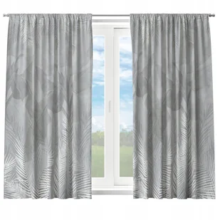 GOTOWE ZASŁONY KRÓTKIE NA ŻABKI TAŚMIE 140X160 ZASŁONA DO KUCHNI SZARA 176 - Zasłony - miniaturka - grafika 1