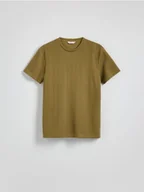 Koszulki męskie - Reserved - T-shirt regular ze strukturalnej dzianiny - jasnozielony - miniaturka - grafika 1
