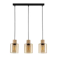 Lampy sufitowe - Lampa Wisząca Orson 4568 3Xe27 Bursztynowa/Czarna/Drewniana - miniaturka - grafika 1
